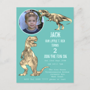 Invitation Carte Postale Dinosaur Party T Rex Boys 2e anniversaire Photo Tu