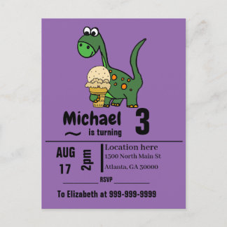 Invitation Carte Postale Dinosaure bébé amusant et fête d'anniversaire de l
