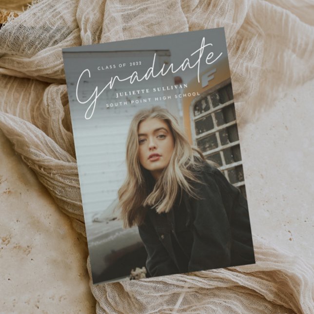 Invitation Carte Postale Diplôme de Photo Simple Script Moderne (Créateur téléchargé)