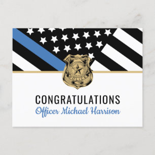 Invitation Carte Postale Diplôme de police Ligne bleue Indicateur Police