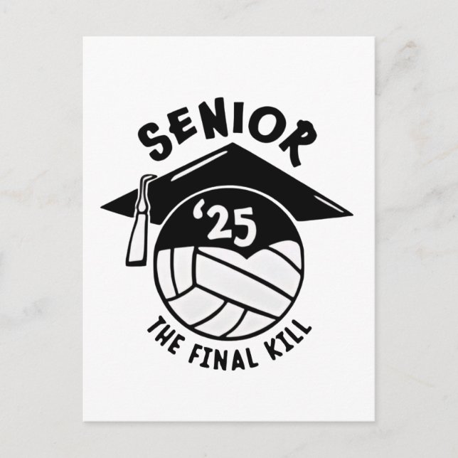 Invitation Carte Postale Diplômé de volley-ball 2025 Senior  (Devant)
