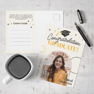 Invitation Carte Postale Diplômé Élégant de la Promotion 2024 Cadeau de Rem