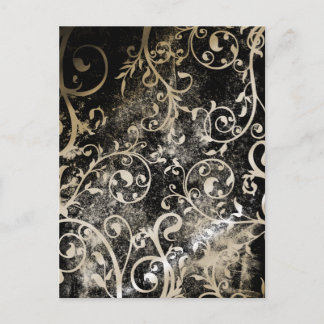 Invitation Carte Postale Distressed Damask Gothique Grunge Wedding shower I