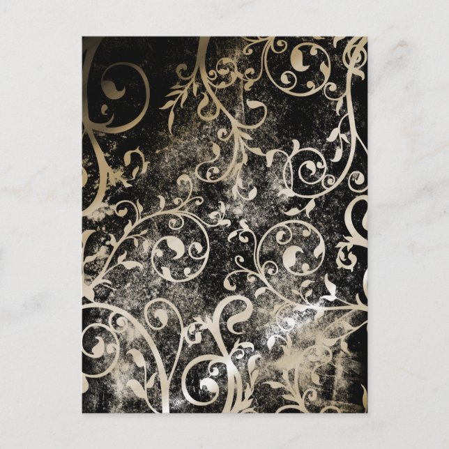 Invitation Carte Postale Distressed Damask Gothique Grunge Wedding shower I (Devant)