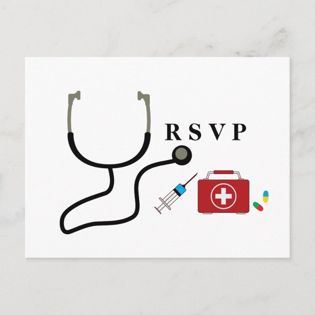 Invitation Carte Postale Docteur, Infirmière, Rsvp Médicale (Devant)