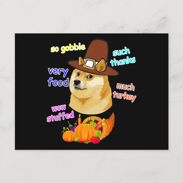 Invitation Carte Postale domeme kids thanksgiving shiba inu doememe meme (Devant)