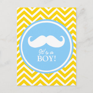 Invitation Carte Postale Douche de bébé de chevron de moustache