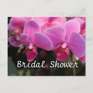 Invitation Carte Postale Douche de mariée, fleurs d'orchidée rose