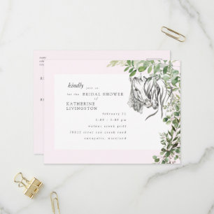 Invitation Carte Postale Douche de Mariée Rustique avec Chevaux qui se Touc