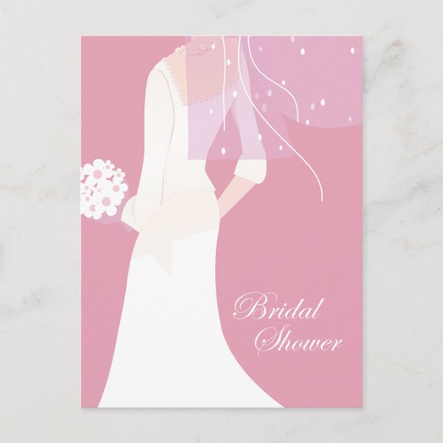 Invitation Carte Postale douche mariée élégante (Devant)