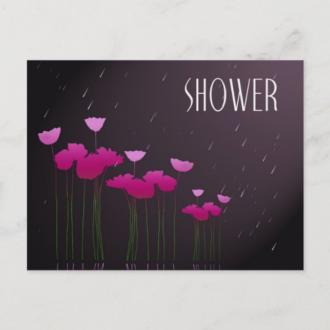 Invitation Carte Postale douche nuptiale avec pavots (Devant)