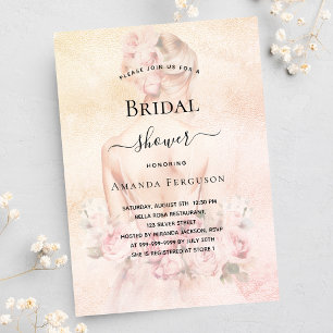 Invitation Carte Postale Douche nuptiale blonde mariée rose or blush