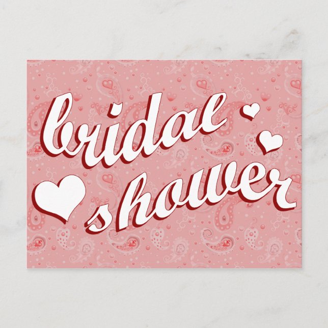Invitation Carte Postale douche nuptiale : Paisley rose : (Devant)