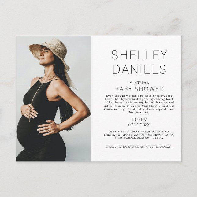 Invitation Carte Postale Douche simple par Baby shower photo par courrier (Devant)