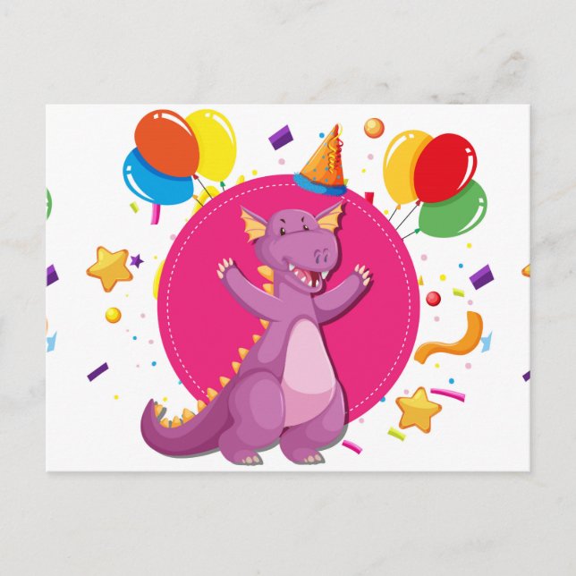 Invitation Carte Postale Dragon Joyeux anniversaire (Devant)