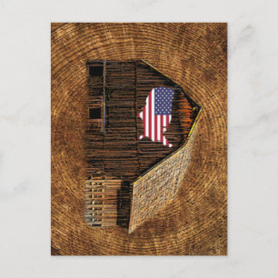 Invitation Carte Postale Drapeau Américain de Grange Rustique
