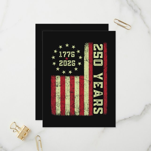 Invitation Carte Postale Drapeau Usa 250e Anniversaire (Devant/Arrière en situation)