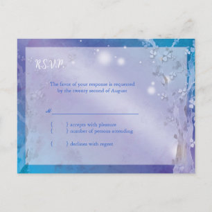 Invitation Carte Postale Dreamy Blue Tree Wedding RSVP
