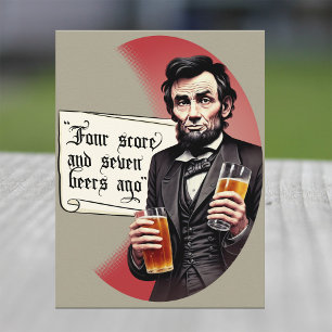 Invitation Carte Postale Drôle Boire de la bière Abraham Lincoln Fête de cu