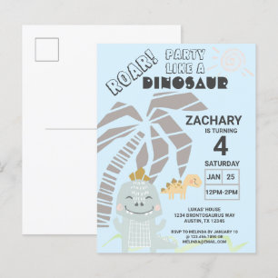 Invitation Carte Postale Drôle Dinosaur Roar Anniversaire de enfant Party I