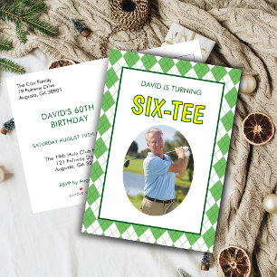 Invitation Carte Postale Drôle Six-tee Golf 60e Anniversaire