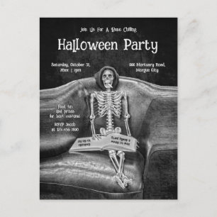 Invitation Carte Postale Drôle Skeleton Vintage Gothique Halloween Party