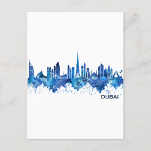 Invitation Carte Postale Dubaï Skyline Blue