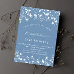 Invitation Carte Postale Dusty bleu blanc étoiles fête d'anniversaire<br><div class="desc">Arrière - plan bleu Duisy,  décoré d'étoiles blanches. Personnalisez et personnalisez et votre nom et les détails de votre fête. Dos : arrière - plan bleu poussiéreux.</div>