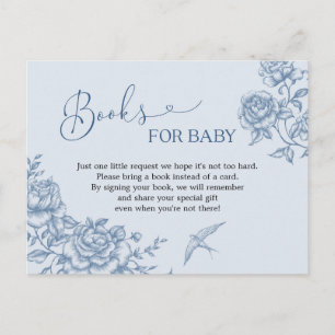 Invitation Carte Postale Dusty Blue Chinoiserie Baby shower Livres pour béb