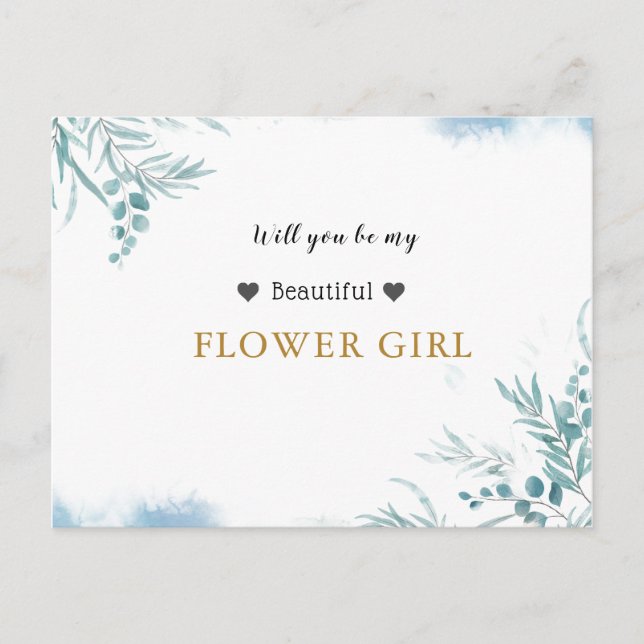 Invitation Carte Postale Dusty Blue Greenery Eucalyptus Feuilles Demoiselle (Devant)