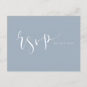 Invitation Carte Postale Dusty Blue Modern Simple Script mariage RSVP
