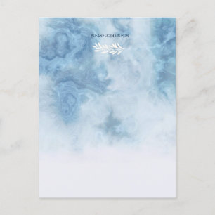 Invitation Carte Postale Dusty Blue Winter Script Calligraphie White Branch