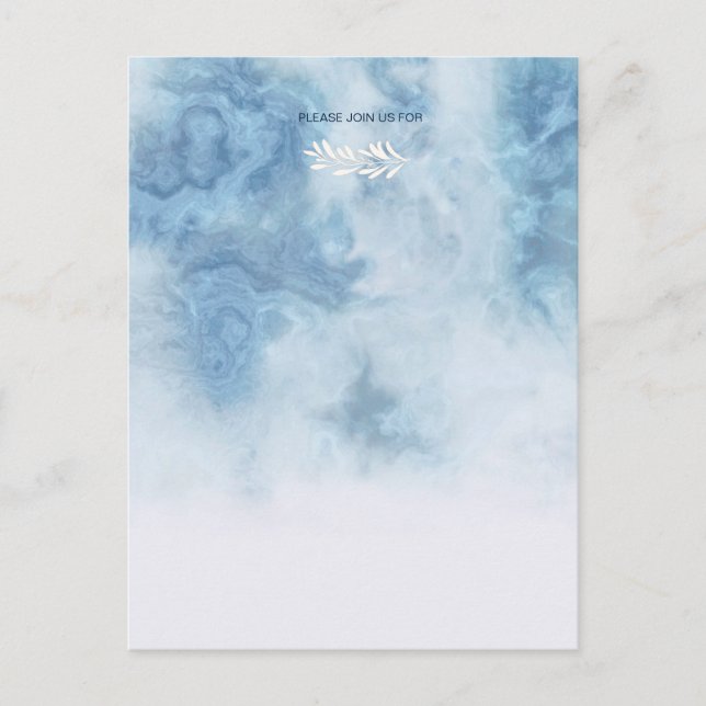 Invitation Carte Postale Dusty Blue Winter Script Calligraphie White Branch (Devant)
