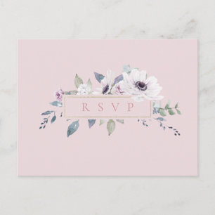 Invitation Carte Postale Dusty Floral Frame Blush Wedding RSVP Song Request