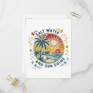 Invitation Carte Postale Eau salée et soleil brillant plage tropicale vinta