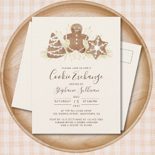 Invitation Carte Postale Échange de biscuits de Noël