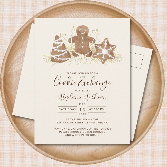 Invitation Carte Postale Échange de biscuits de Noël  (Créateur téléchargé)