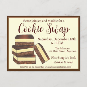 Invitation Carte Postale Échange de biscuits de Noël Canadian Nanaimo Bars