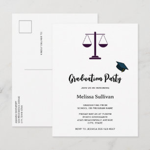Invitation Carte Postale Échelles de Justice Services Juridiques Symbole de