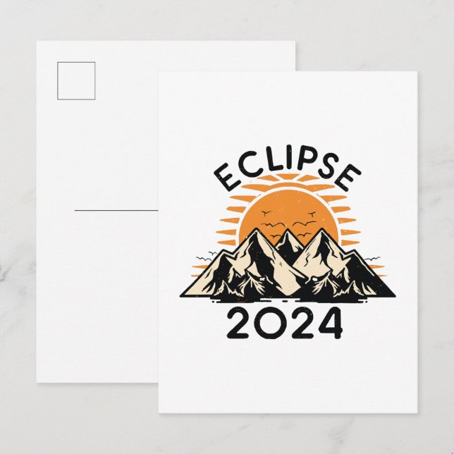 Invitation Carte Postale Éclipse solaire totale 2024 (Devant / Derrière)