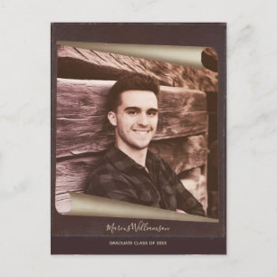 Invitation Carte Postale Économies d'obtention du diplôme le cru rustique