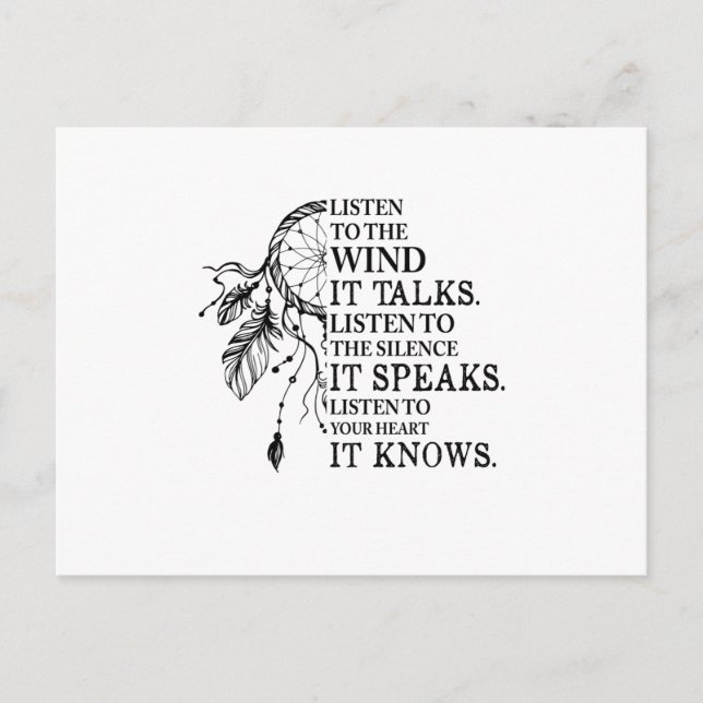 Invitation Carte Postale Écoutez Votre Coeur Il Connaît Les Amérindiens (Devant)