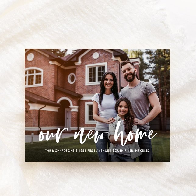 Invitation Carte Postale Écriture décontractée | Annonce de déménagement si (Créateur téléchargé)