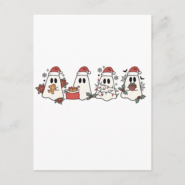 Invitation Carte Postale Éffrayant Fantôme d'Halloween Amateurs de Noël (Devant)