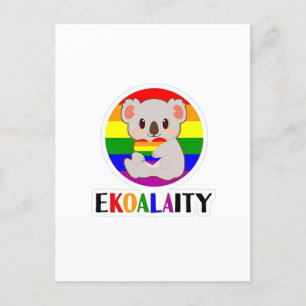 Invitation Carte Postale Ekoalaty Equality Gay Koala Bear Funny LGBT Rainbo