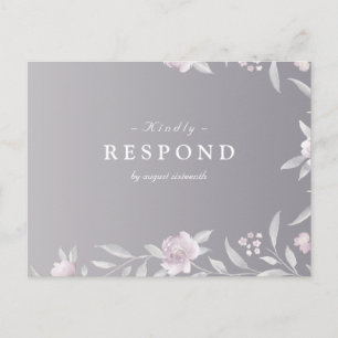 Invitation Carte Postale Elégant argent floral Chinoiserie Wedding RSVP