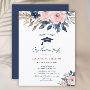 Invitation Carte Postale Élégant budget Floral Graduation Party