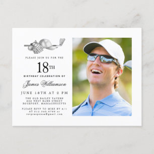 Invitation Carte Postale Elegant Classic Golf 18e anniversaire de la fête P