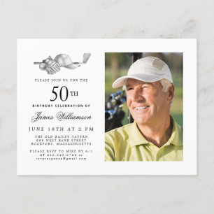 Invitation Carte Postale Elégant Classic Golf 50th Birthday Party Photo
