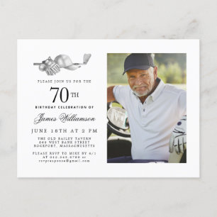 Invitation Carte Postale Elégant Classic Golf 70th Birthday Party Photo